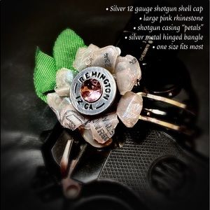 Shotgun shell floral hinged bracelet